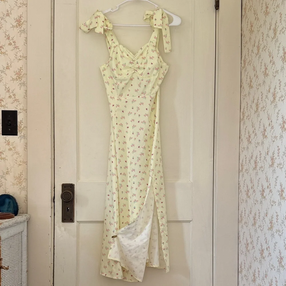 Cottagecore Floral Yellow Dress Women’s Small - Picture 9 of 12
